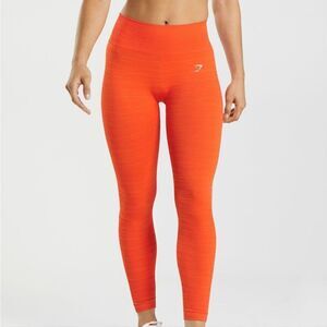 Gymshark ADAPT MARL SEAMLESS LEGGINGS Size‎ S Pepper Red/Zesty Orange NWT